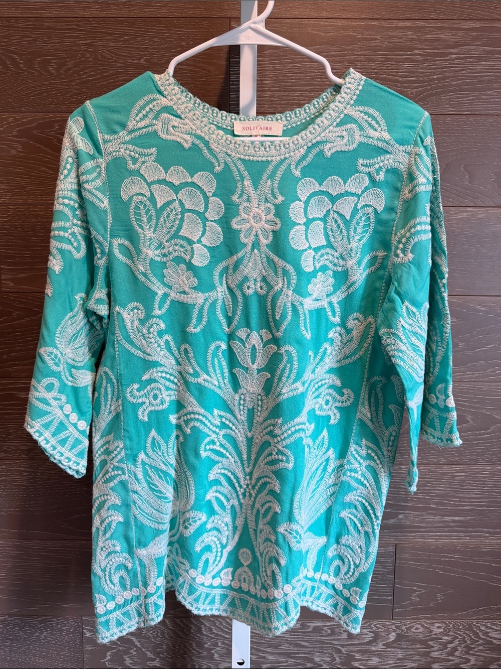 Solitaire Turquoise Embroidered Women's Tunic